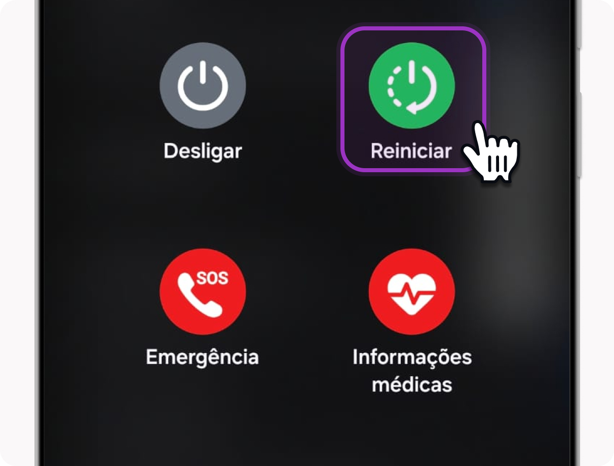 Tela de reiniciar aparelho